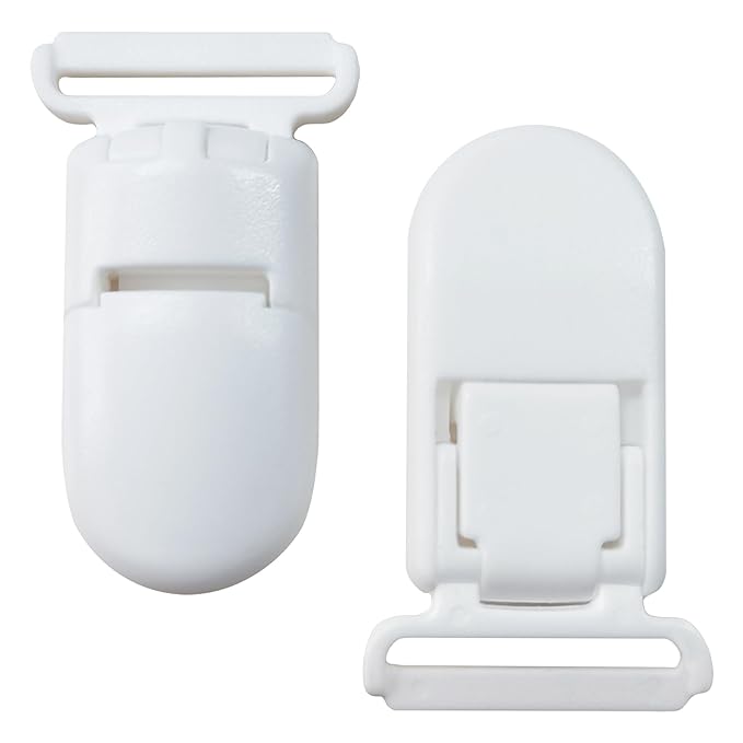 Langmeil 100pack 20mmRibbon Pacifier Plastic Suspender Clips for DIY Teething Toys Baby Blankets Dummy Bib Leash, White