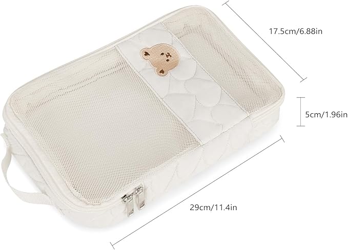 MOMIGO Baby Diaper Bag Organizer Pouches - 2 Pack Waterproof Pod Hanging Diaper Bag Cute Bear Mesh Bag Reusable, Washable or Baby Cloth Diapers