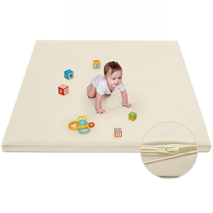 Waterproof Baby Play Mat for Floor Memory Foam 74 * 50 Cushion Playpen Playmat Tummy Time Crawling Mat Nursery Rug Thick Pad Create Soft & Safe Area for Infants,Toddler,Kids,Beige