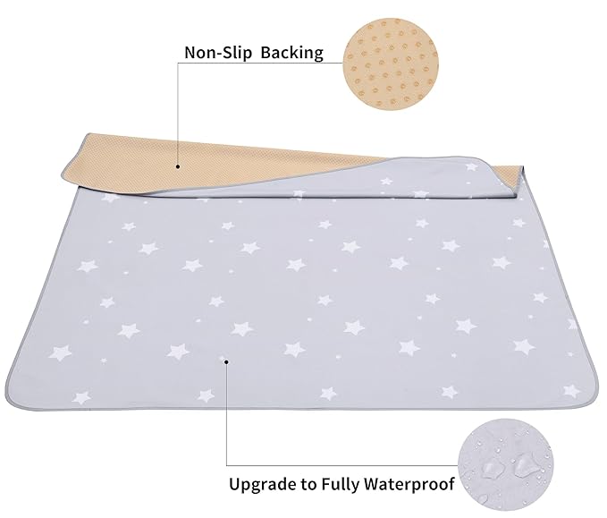 Splat Mat for Under High Chair/Arts/Crafts, WOMUMON Washable Baby Spill Mat Waterproof Anti-Slip Floor Splash Mat, Portable Play Mat and Table Cloth (Star, 51")