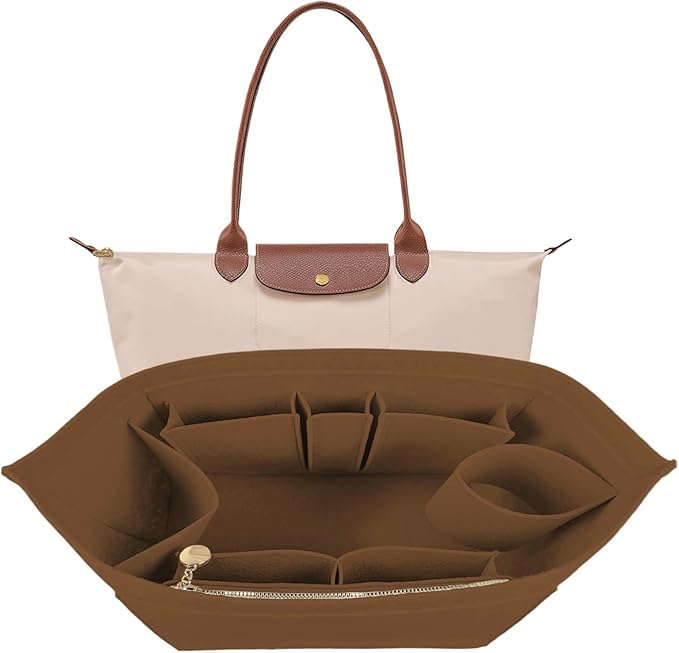 Lckaey Organizer Insert For Long Champ Le Pliage Purse organizer Premium Felt 1012-25Camel-S