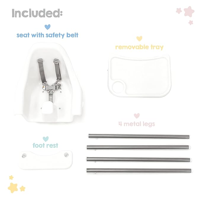 Regalo Baby Basics® High Chair for Babies and Toddlers, Baby High Chair with Removable Oversized Tray & Cup Holder, 5-Point Harness, Easy to Clean Toddler High Chair, White