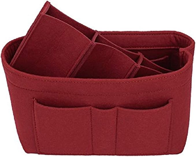 ZTUJO Purse Organizer Insert, Felt Bag Organizer For Handbag Purse Organizer,13 Colors, 6 Size(Small, Red)