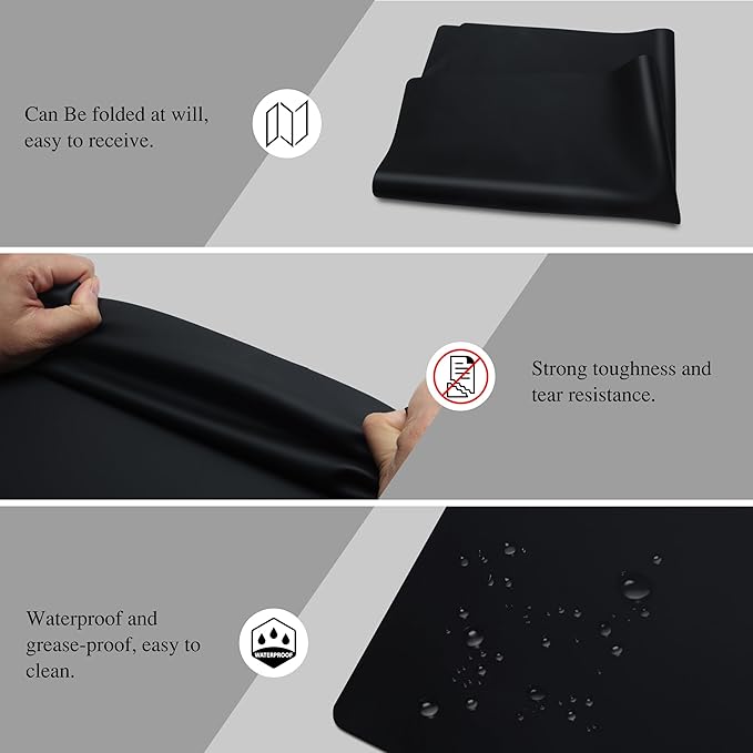 3Pcs Black Silicone Mats, 15.7"x 11.8" - Kitchen Counter, Baking, Jewelry, Painting
