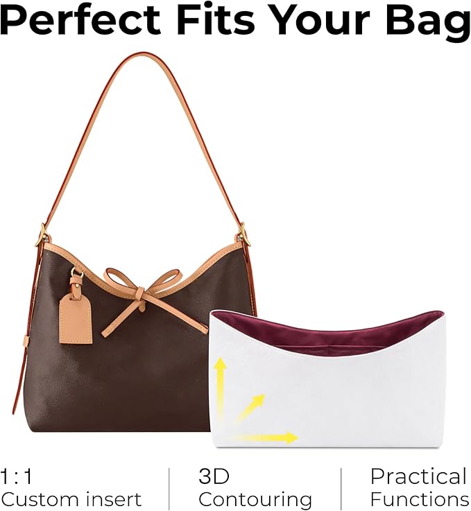 Purse Tote Bag Organizer Insert for LV Carryall Handbag,Custom Fit Inside Premium Lightweight Water Resistant Purse Insert with Zipper (Prunoir)