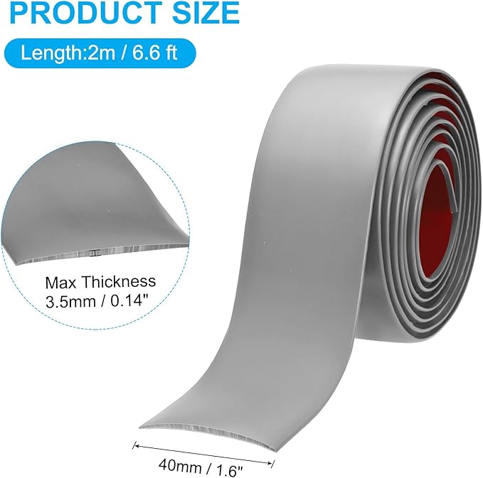PATIKIL Self Adhesive Floor Transition Strip 1.6 in x 6.6 Ft, Vinyl Laminate Floor Flat Divider for Joining Floor Gaps Doorways Carpet Cover Floor Tiles Grey