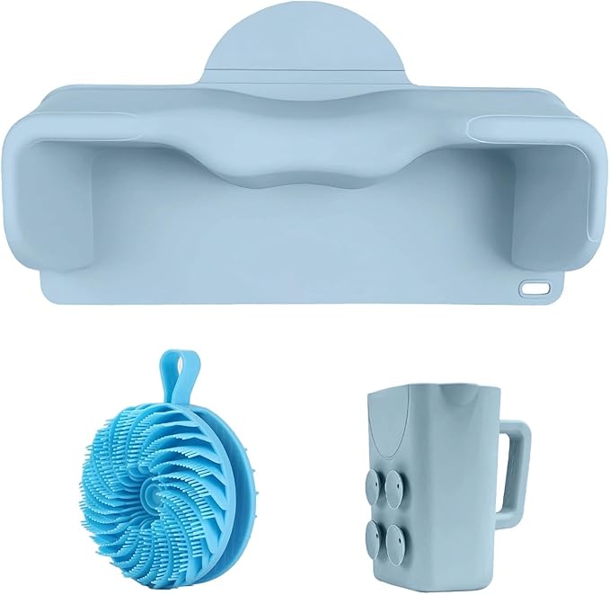 nestery Silicone Portable Shampoo Bowl, Hair Washing Station for Kids and Elderly with Rinse Cup & Scalp Massager, Hair Washing Basin for Sink or Bathtub at Home with Neck Support