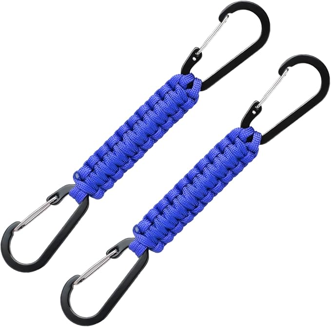 Paracord Keychain Carabiner with Double Hooks Hanger Stroller Hook for Camping Hiking Clip Water Bottle Keys Backpack Tools