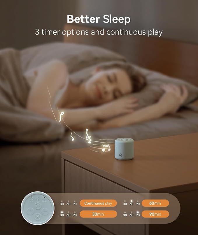 Dreamegg Portable White Noise Machine - Travel Sound Machine for Sleep, Features Powerful Battery, Egg-Sized, 16 Nature Sounds, Timer, Sound Machine for Baby Adults Office Privacy Home Gift (Ocean)