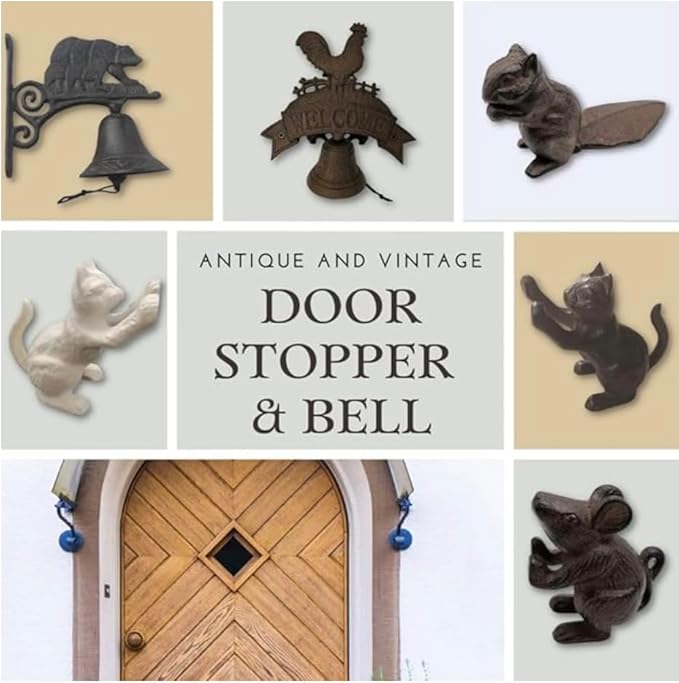 Comfy Hour Heavy Duty Black Cast Iron Cat Door Stopper, Large Decorative Kitten Door Stop Wedge & Bookend, Unique Vintage Animal Home Decor for Cat Lovers, 1 pc