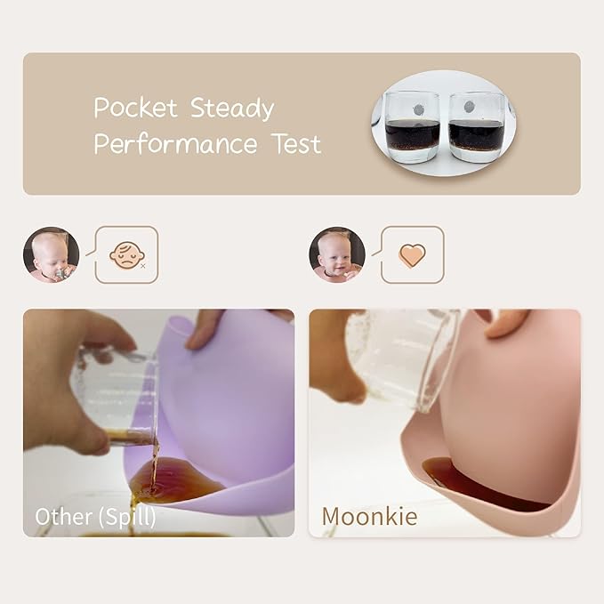 Moonkie Silicone Baby Bibs Set of 3, BPA Free Waterproof Baby Bibs for Eating, Adjustable Silicone Bibs for Babies 6-12 Months, Toddler Bibs with Pocket Food Catcher (Pink/Pastel Yellow/Soft Pink)