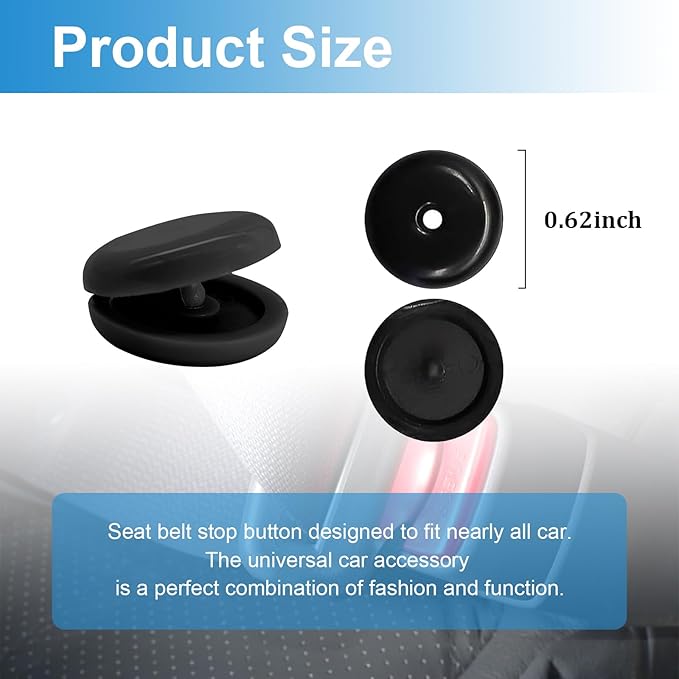 Augeny 10 Sets Seat Belt Button Stop, Plastic Seat Belt Stop Clips, Universal Snap-On System Seatbelt Buckle Stopper Button Kit, Prevent Buckle from Sliding Down, No Welding Required (Black)