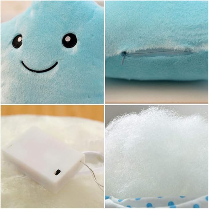 sofipal LED Twinkle Star Shaped Plush Pillow, Creative Night Light Glowing Cushions Plush Stuffed Toys Gifts for Kids, Decoration (Blue)