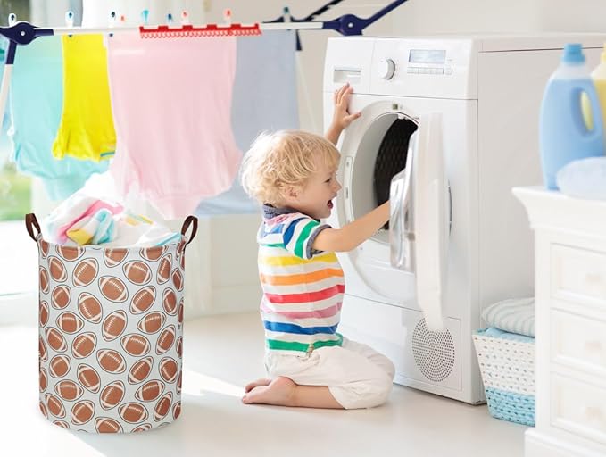ESSME Kids Laundry Basket,Football Laundry Hamper for Boys Room Decor,Boys hamper,Nursery Hamper,Home Organizer.(Footballs)
