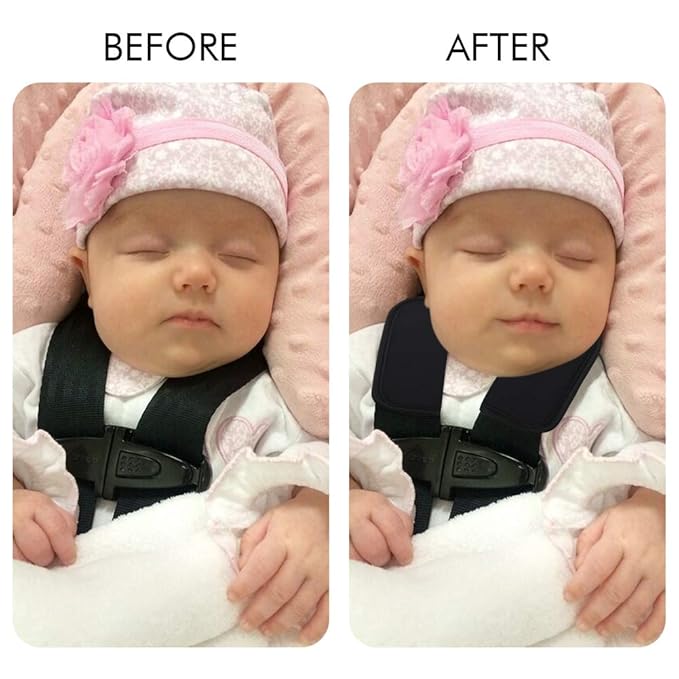 Accmor Car Seat Straps Shoulder Pads Suit for Baby Kids, Car Seat Strap Covers, Hip Support, Car Seat Strap Pads, Soft Seat Belt Covers for All Car Seats, Pushchair, Stroller, Black