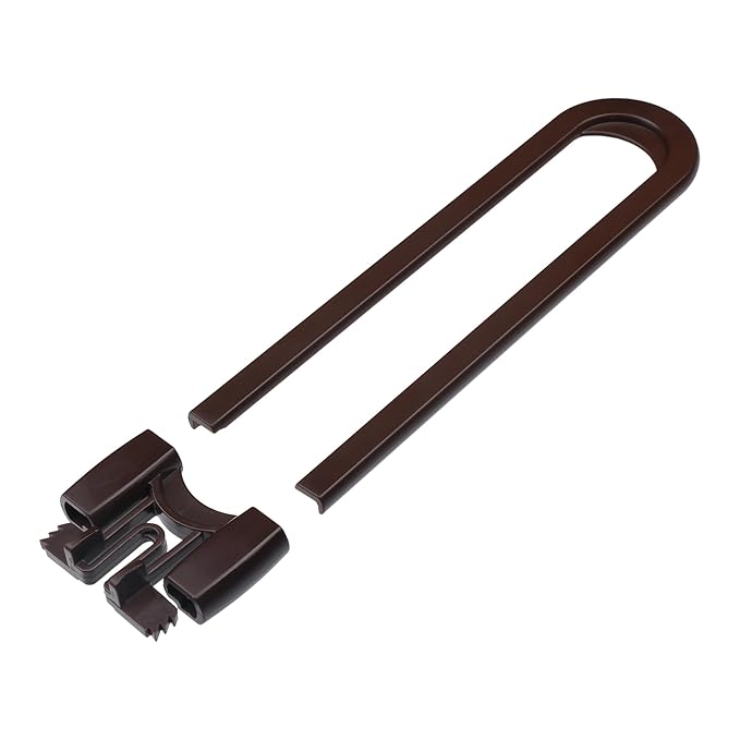 Sliding Cabinet Locks Baby Proofing – Adjustable Child Safety Latches for Knobs & Handles – 10 Pack – No Adhesive Drilling or Tools - Brown