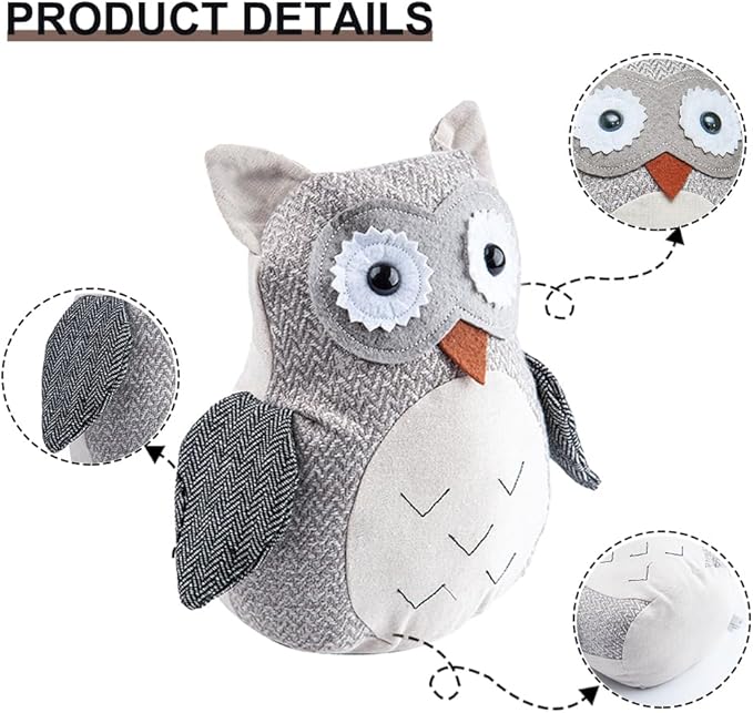 Marwood Cute Door Stopper Decorative Door Stops for Home and Office, Owl Weighted Interior Doorstop Fabric Stuffed Animal Door Stopper Floor Decorative