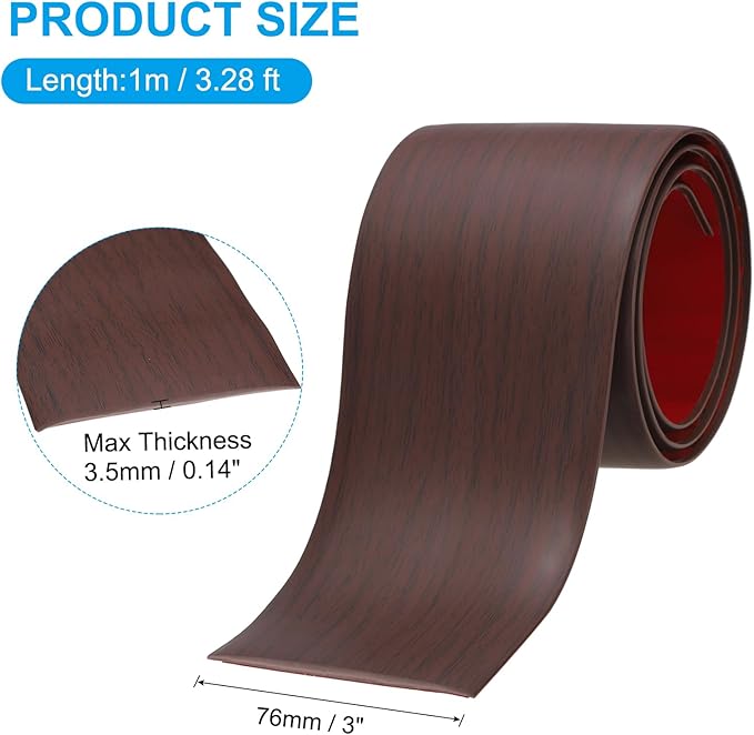 PATIKIL Self Adhesive Floor Transition Strip 3 in x 3 Ft, Vinyl Laminate Floor Flat Divider for Joining Floor Gaps Doorways Carpet Cover Floor Tiles Red Oak