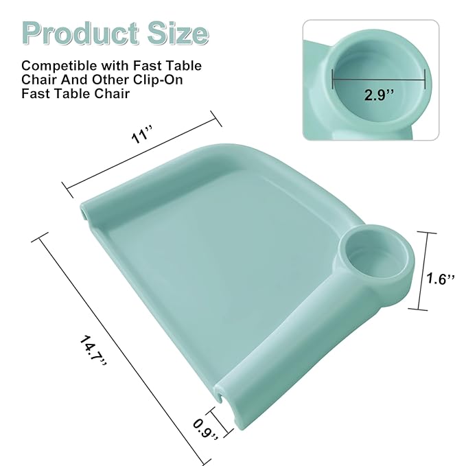 Silicone Baby Dining Tray Compatible with Inglesina Fast Table Chair and Hooked High Chair, Easy to Carry Set Up & Clean BPA-Free Great for Developing Your Baby's Independent Eating Skills (Green)