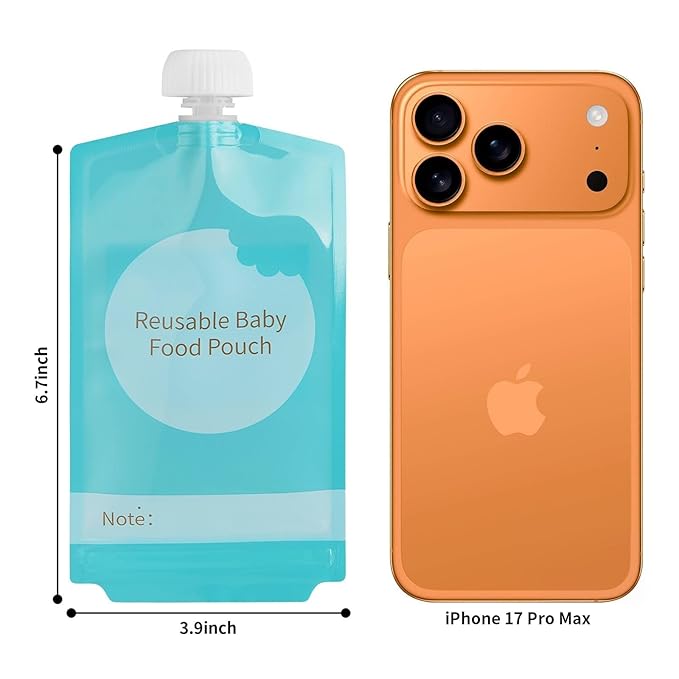 Kirecoo Reusable Baby Food Pouches - 12PCS 7oz Refillable Baby Food Storage Pouches, Squeeze Homemade Organic Applesauce Yogurt Smoothie Puree Storage for Kids Toddlers, Washable Freezer Safe