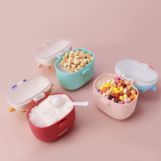 Bebamour Baby Formula Dispenser On The Go, Formula Container to Go, Formula Holder for Travel, Candy Fruit Snack Storage Container with Scoop and Leveller (Coffee)