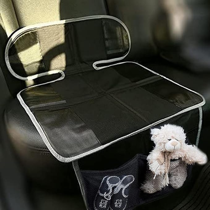 Big Ant Car Seat Protector, Thick Padding Protection for Child & Baby Cars Seats, Dog Mat, Non Slip and Waterproof Protects Automotive Vehicle Upholstery with Extra Storage Pocket (Black)