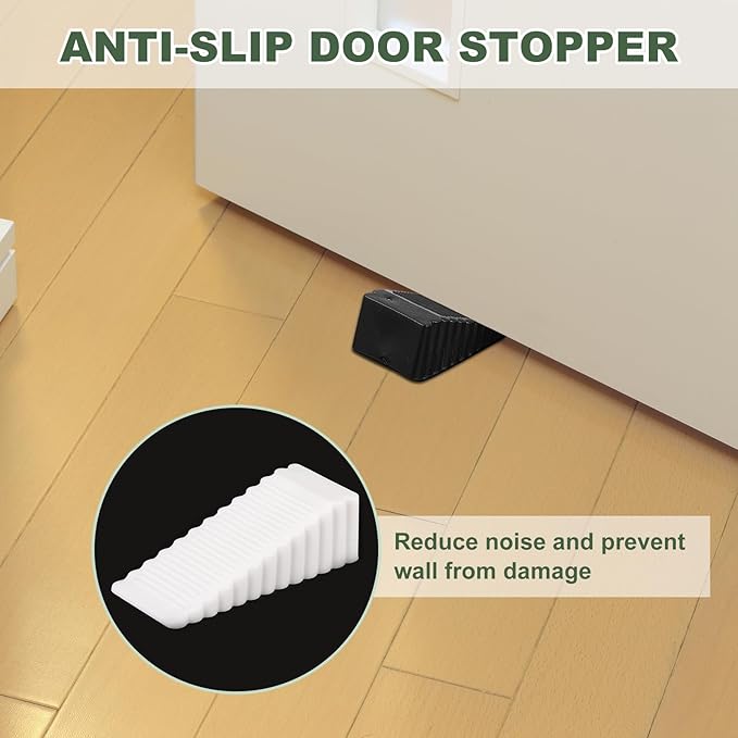 uxcell 4 Pcs Door Stoppers for Bottom of Door, 28mm/1.10 Inch Door Stops, Rubber Door Stopper Wedge Anti Slip, Window Stopper Door Stackable, White