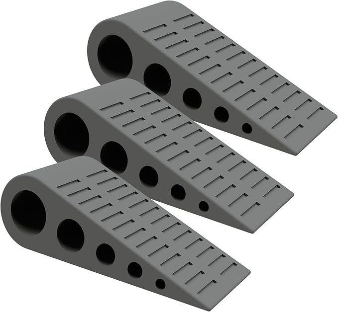1.9 Inches Heavy Duty Door Stopper, 3 Pack Rubber Door Stop, Door Stoppers for Bottom of Door, Large Door Stopper Wedge for Home Office School (Dark Grey)