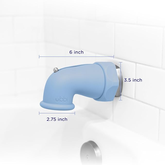 Ubbi Bath Spout Safety Guard, Soft Silicone Spout Cover for Baby Bath Time, Must Have Child Bathing Accessory, Large, Cloudy Blue