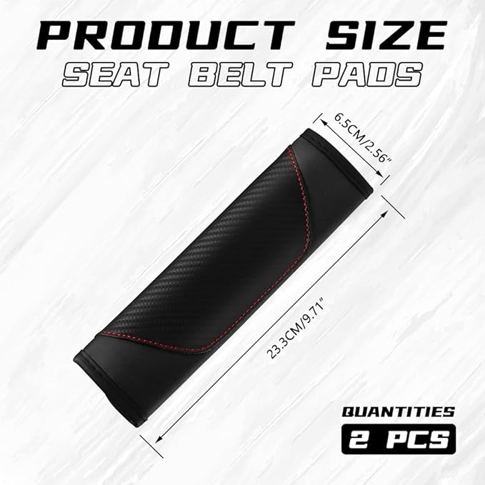 2PCS Car Seat Belt Cover Pad, Soft Carbon Fiber Leather Seatbelt Shoulder Protector for a More Comfortable Driving, Universal Safety Belt Strap Cover to Protect Your Neck (Black)