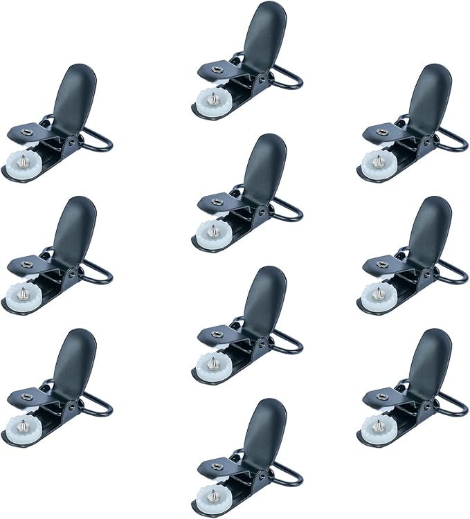 MELOTOUGH 1 Inch Suspender Clips Metal No Slip Suspender Clip with Plastic Gripping Teeth(Black,10pcs)