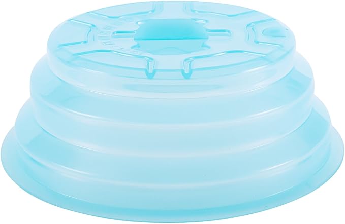 Kichwit Collapsible Silicone Microwave Plate Cover Splatter Guard, Dishwasher Safe & BPA Free, 11”, Blue