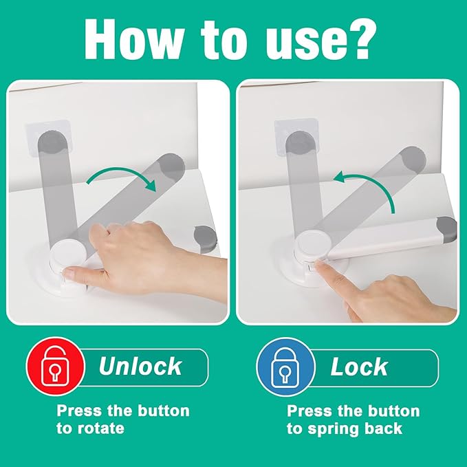 Baby Toilet Safety Locks (2 Pack)| Childproof Toilet Seat Lock | Baby Safety Products | Baby Proofing Kit | Prevents Toddlers from Opening Toilet Lids | 3M Adhesive and Tool-Free Installation（White）