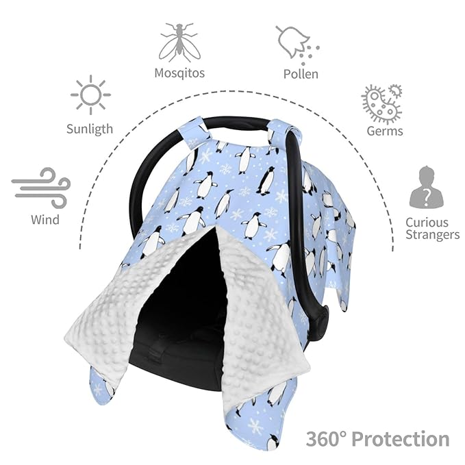Penguin Baby Car Seat Canopy Cover Multi Use Nursing Cover for Mom Nursing Covers Newborn Penguin Shower Gift