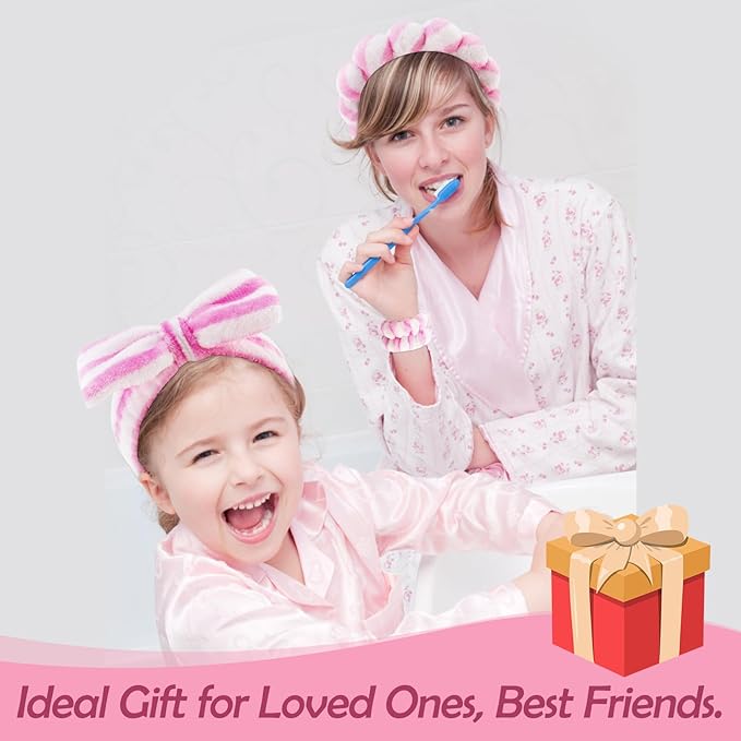 Canitor Spa Headband Wrist Bands with Hair Clips Skincare Makeup Self Skin Care Washing Face Vanity Accessories Things Teens Teenager Tween Clean Girl Gifts Cute Trendy Stuff