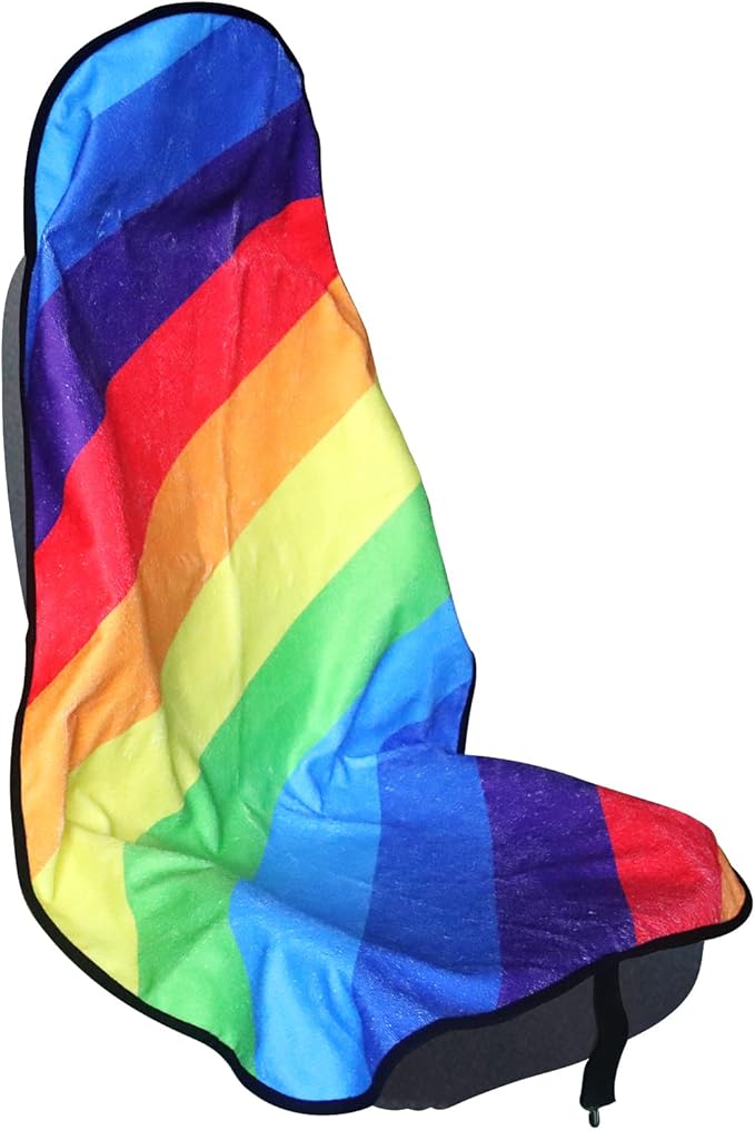 LoyaGour Car Seat Cover Protector Front Seats,for Gym Workout,Running,Swimming,Beach and Hiking,Waterproof Sweat Towel Bucket Seat Covers for Cars SUV Trucks (Rainbow, 1Pcs)