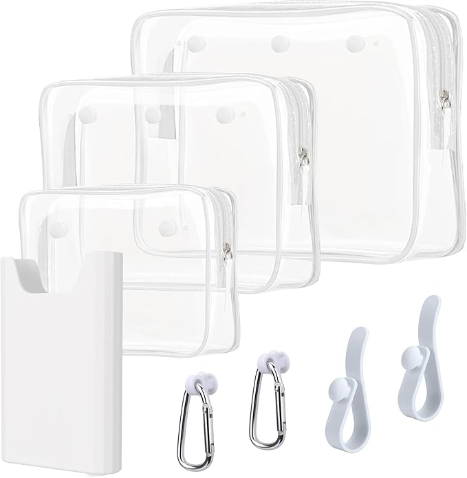 3 Packs Clear Bogg Beach Tote Bag with 2 Pack Insert Hooks Accessories for Bogg Bags Travel Makeup Clean Toiletry Brush Organizer Cosmetic Divider Storage Inner Pouch