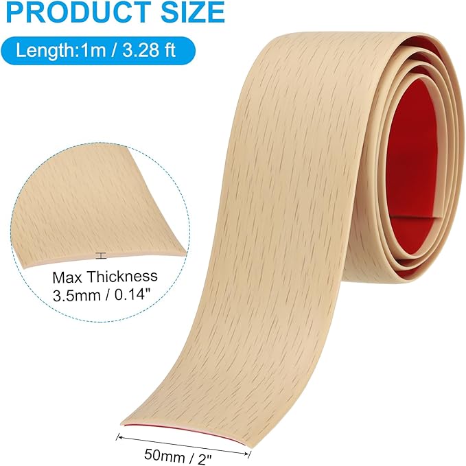 PATIKIL Self Adhesive Floor Transition Strip 2 in x 3 Ft, Vinyl Laminate Floor Flat Divider for Joining Floor Gaps Doorways Carpet Cover Floor Tiles Maple Wood Grain