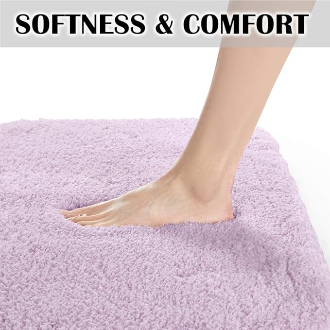 Suchtale Non Slip Shaggy Microfiber Bath Mat (16 x 24, Lavender) Absorbent, Plush, Thick, Machine Washable