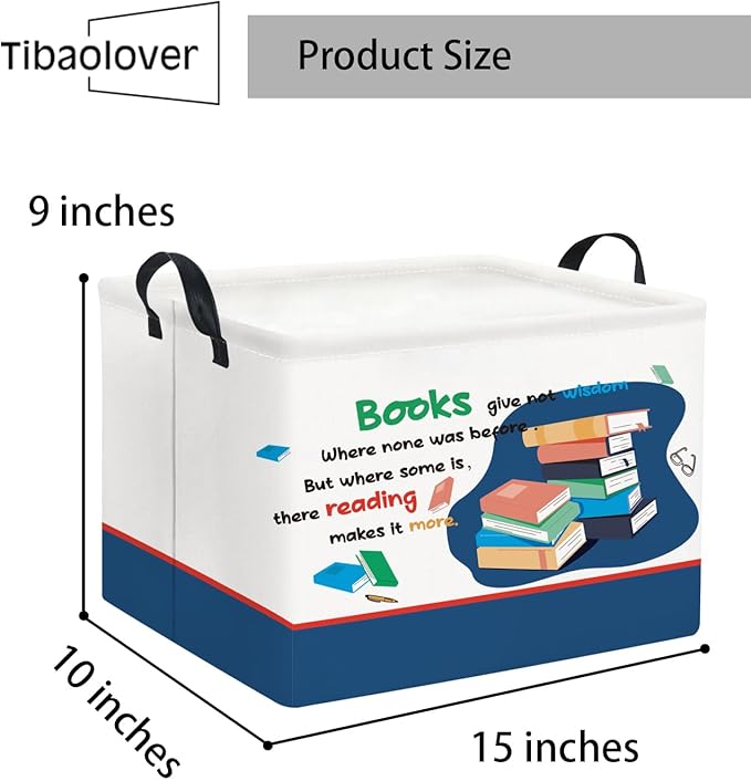 TIBAOLOVER Rectangular Kids Storage Bin Gift Basket Baby Organizer Cute Kids Toy Bin Room Decor(Book)