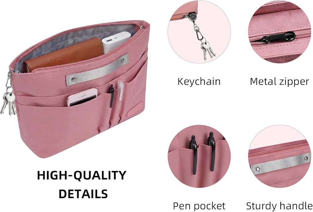 VANCORE Purse Organizer Insert for Handbags,Tote Bag Organizer Insert with Zipper Bag,Premium Handbag Organizer Inside Liner for Women