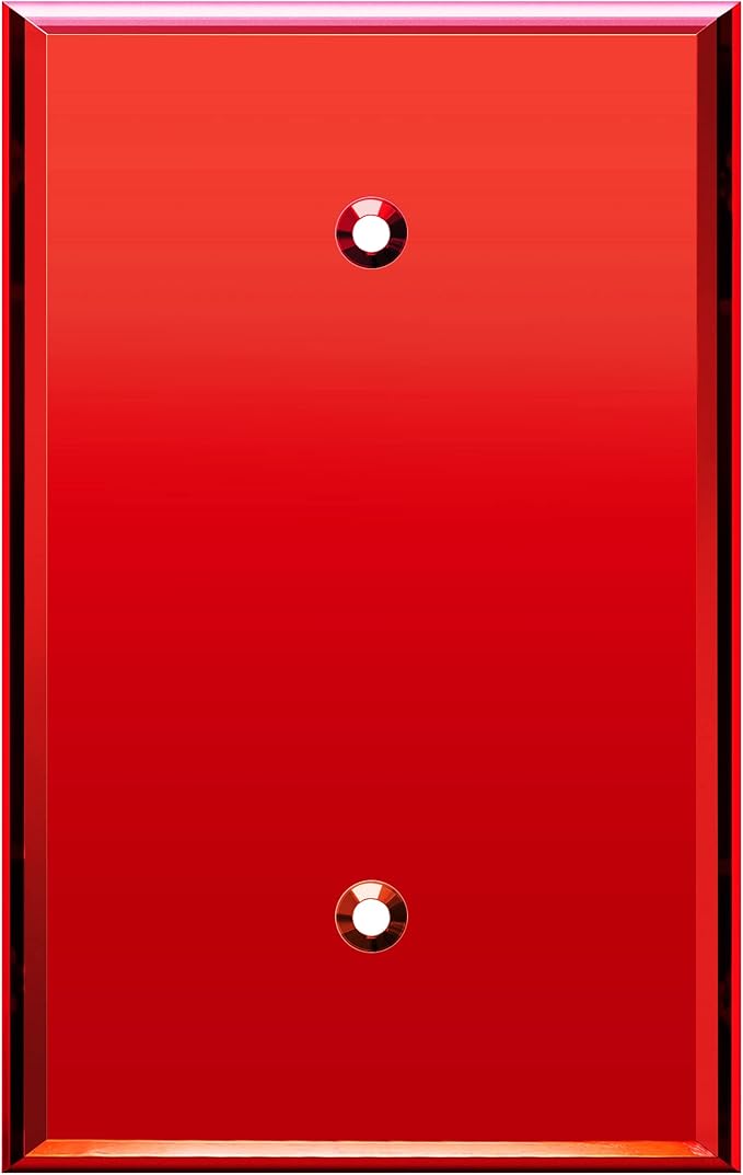 LIDER Reflective Acrylic Blank Device Wall Plate, Mirrored Cover Plate, Plexiglass Wall Plate, Acrylic Glass, Oversized 1-Gang 5.25" x 3.44", LWP-01O-ARD, Red