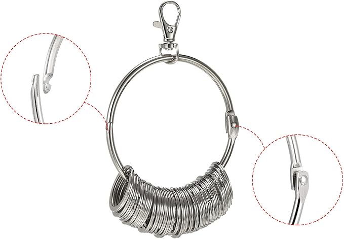 Patikil 3.4 Inch Dia Key Organizer - 30 Key Ring Holder for Office, Silver