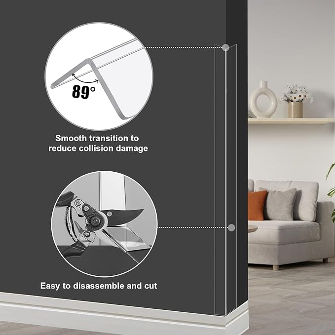 4 PCS Wall Corner Protectors,Self-Adhesive Plastic Baby Corner Protectors & Edge Protectors for Wall,Furniture, Door,Tables,Windows,Corner Covers for Baby Safety (4cmx42cm/1.57inx16.5in)