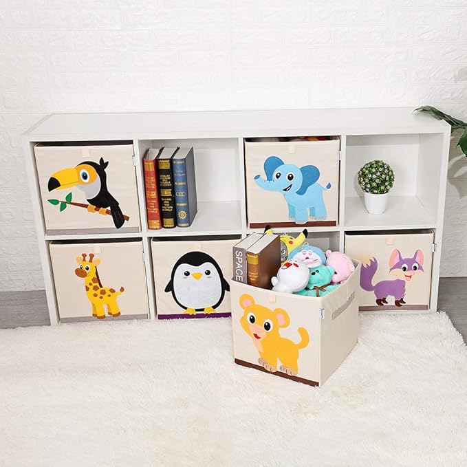 CLCROBD Foldable Animal Cube Storage Bins Fabric Toy Box/Chest/Organizer for Kids Nursery, 13 inch (Dinosaur)