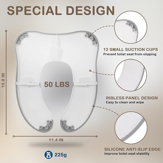 Babylush Anti-pinch Foldable Travel Potty Seat丨Portable Toilet Seat with 12 Anti-slip Suction Cups丨Easy to Install and Remove丨Fits Round & Rectangle Toilets丨Free Carry Bag丨ABS Material and BPA-Free.