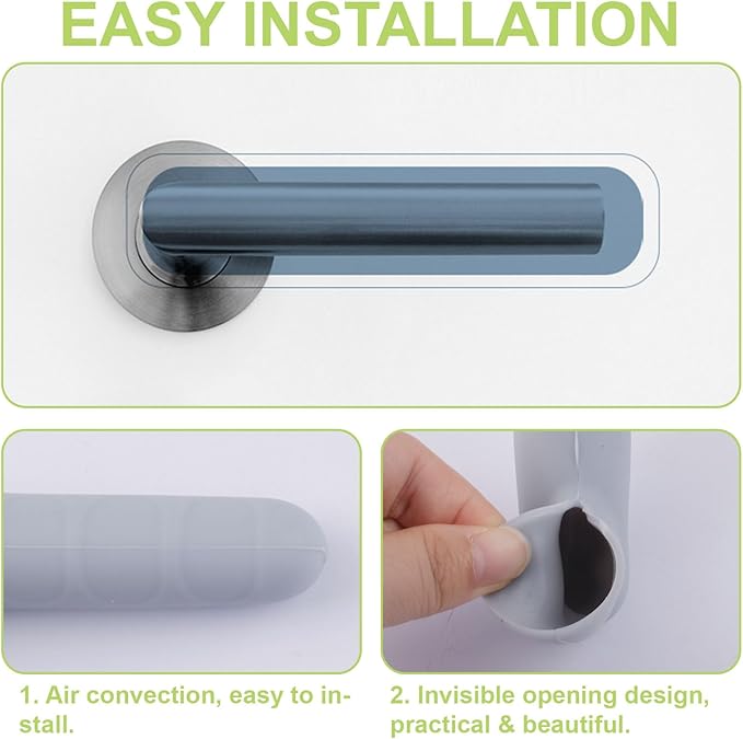 10Pcs Grey Door Knob Covers Silicone Door Handle Glove Cover Anti-Static Safety Doorknob Protector for Flat Square Doors Levers