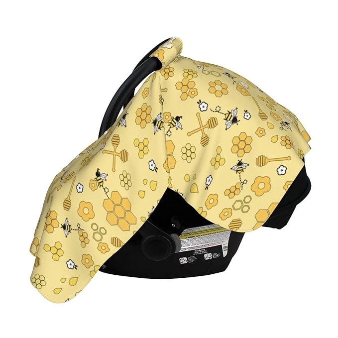 Bee Baby Car Seat Canopy Cover Multi Use Nursing Cover for Mom Nursing Covers Newborn Bee Shower Gift