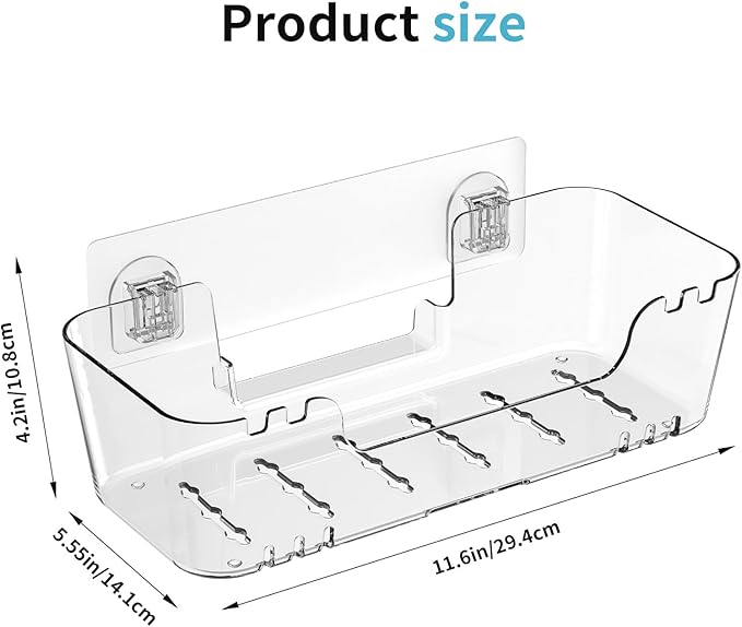 2 Pack Bath Toy Storage Holder - Large Capacity Suction Cup Shower Caddy, Clear Plastic Bathtub Toy Organizer with Drain Holes No Drill Wall Mount Baby Bath Toy Holder for Bathroom