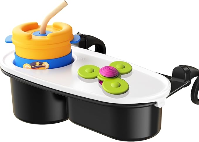Upgrade Universal Stroller Snack Tray-Compatible with Nuna Uppababy Bugaboo,Stroller Cup Holder Tray with Silicone Arms Grip Bumper Bar,Stroller Tray Attachment with Cups Holder for Baby Toddler